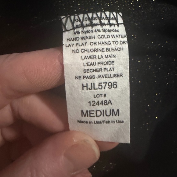 NWT Elan Glitter Gathered Dolman Sleeve Black Mini Dress Size Medium. - Picture 9 of 9